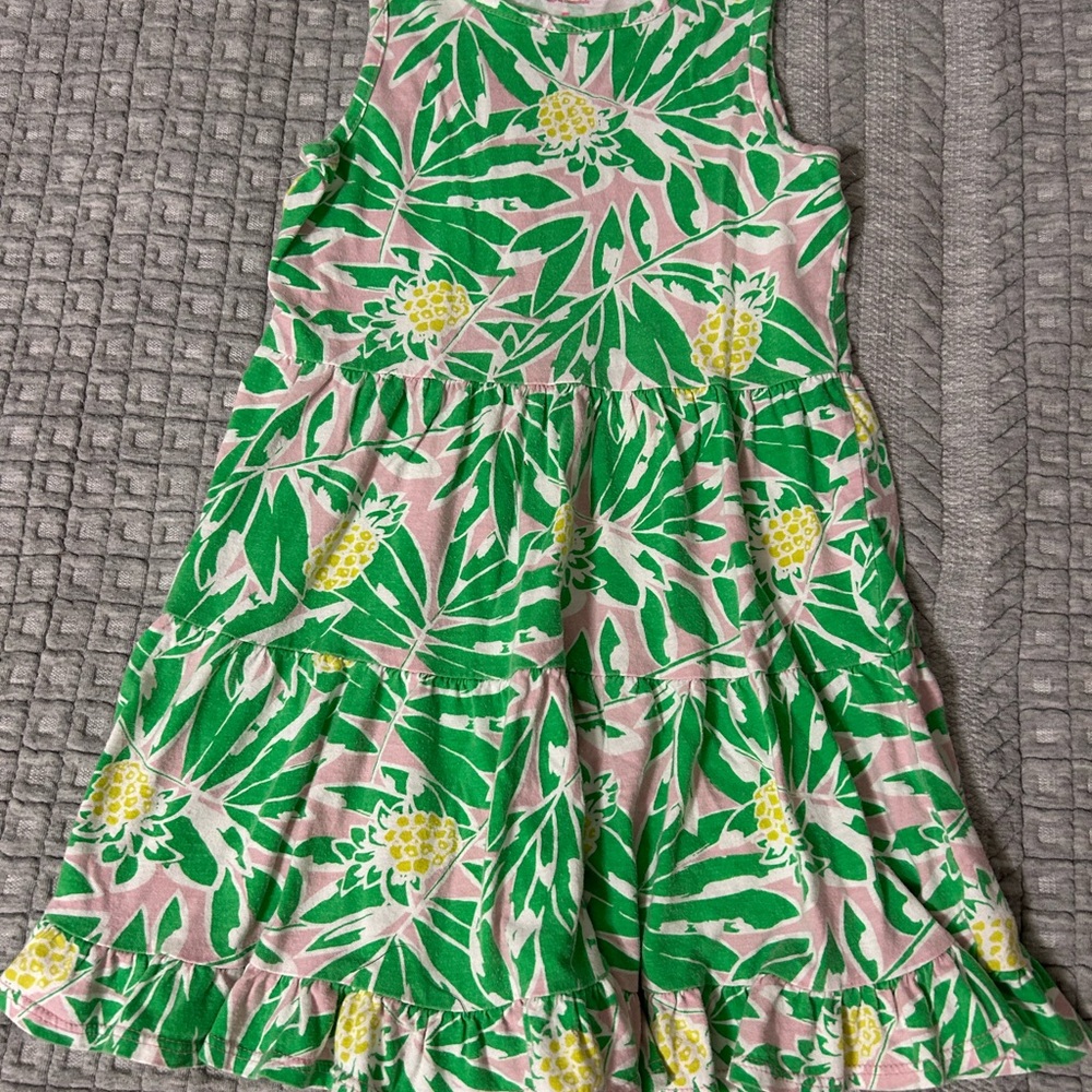Crewcuts Green and Pink Leaf Print Dress